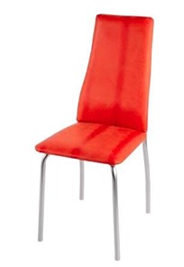 Обеденный стул Волна, каркас хром люкс, нубук -  оранжевый в Артеме - предосмотр 1