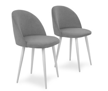 Комплект из 2-х обеденных стульев Лайт серый белые ножки в Уссурийске