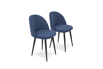 Комплект из 2-х обеденных стульев Лайт синий черные ножки в Уссурийске