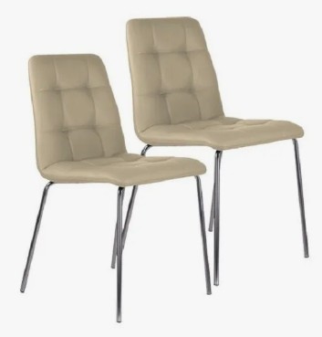 Комплект обеденных стульев 2 шт. BRABIX "Twins CF-011", хром каркас, экокожа, бежевый, 532766 в Артеме - изображение