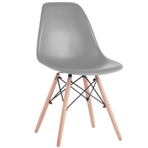 Комплект обеденных стульев 4 шт. BRABIX "Eames CF-010", пластик серый, опоры дерево/металл, 532632, 2033A в Уссурийске - предосмотр