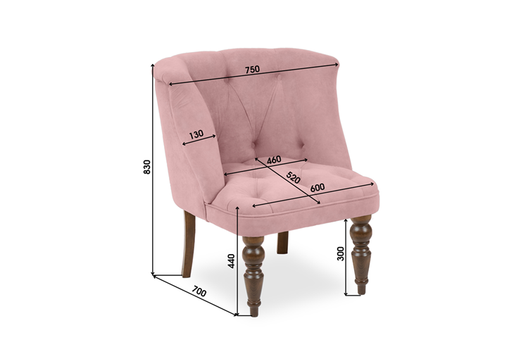 Мягкое кресло Бриджит розовый ножки коричневые в Артеме - изображение 8