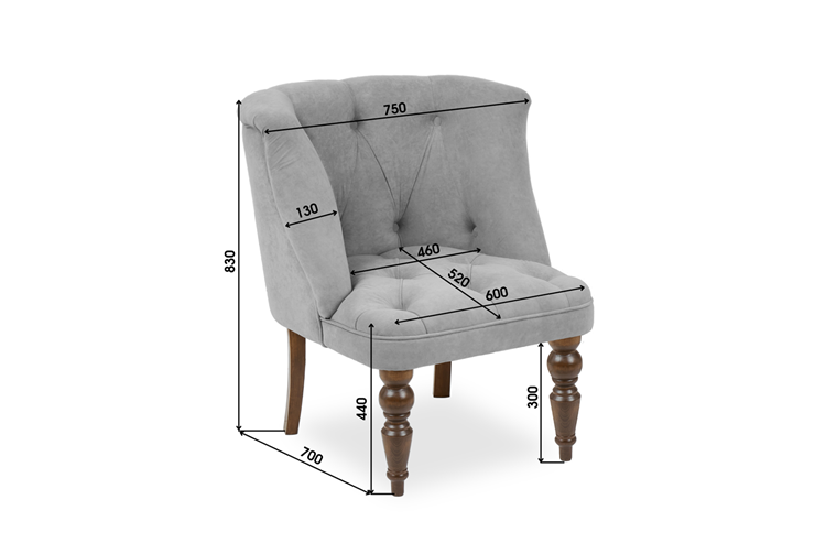 Кресло Бриджит серый ножки коричневые в Артеме - изображение 8