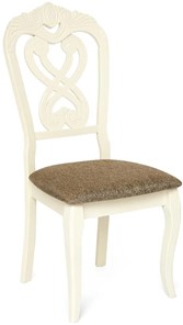 Обеденный стул Андромеда, дерево гевея 47х55х107 Ivory white/ткань коричневая S 168-7 арт.19544 в Артеме