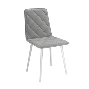 Обеденный стул Антика, велюр тенерифе грей/Цвет металл белый в Артеме - предосмотр