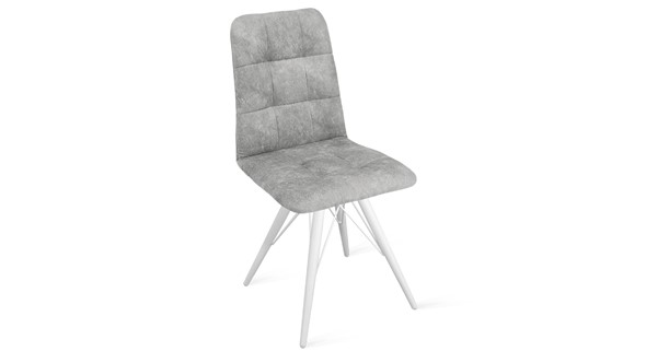 Обеденный стул Аспен К3 (Белый матовый/Микровелюр Wellmart Silver) в Артеме - изображение
