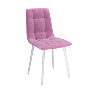Обеденный стул Белла, велюр тенерифе розовый/Цвет металл белый в Находке
