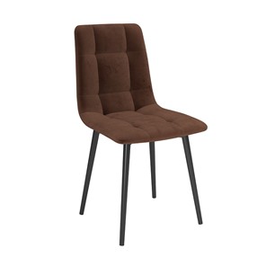Обеденный стул Белла, велюр тенерифе шоколад/Цвет металл черный в Артеме