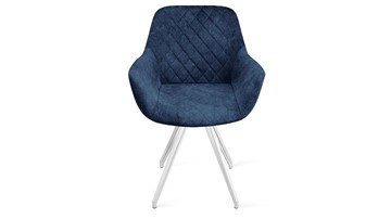 Кухонный стул Дастин К4 (Белый матовый/Микровелюр Wellmart Blue) в Артеме - предосмотр 3