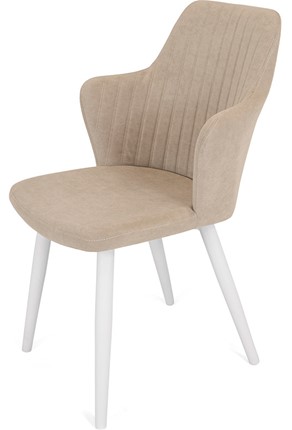Обеденный стул Йорк, ноги белые круглые XXL (R38)/велюр T170 Бежевый в Уссурийске - изображение