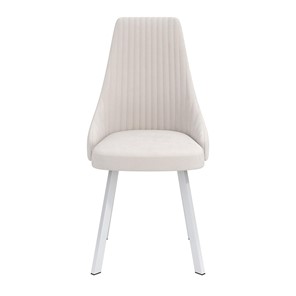 Обеденный стул Лион, велюр тенерифе крем/Цвет металл белый в Артеме - предосмотр 1