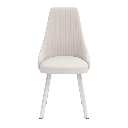 Обеденный стул Лион, велюр тенерифе крем/Цвет металл белый в Артеме - изображение 1