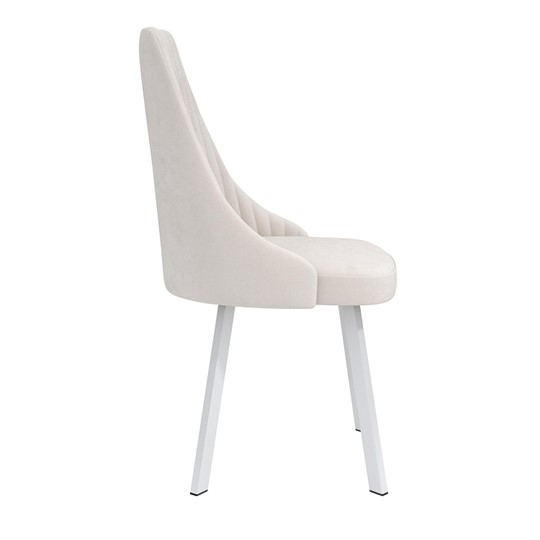 Обеденный стул Лион, велюр тенерифе крем/Цвет металл белый в Артеме - изображение 2