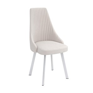 Обеденный стул Лион, велюр тенерифе крем/Цвет металл белый в Артеме - предосмотр