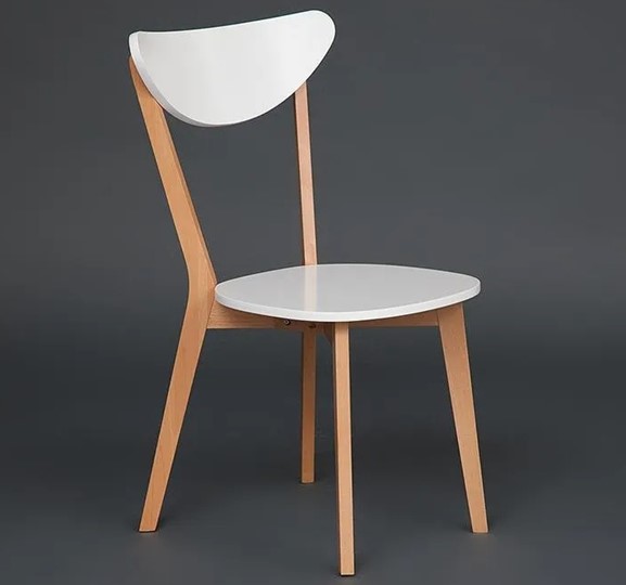 Кухонный стул MAXI (Макси), бук/МДФ 86x48,5x54,5 Белый/Натуральный Бук (2 шт) арт.10463 в Артеме - изображение 2