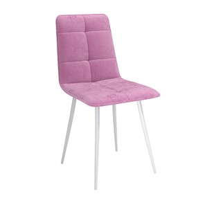 Обеденный стул Нео, велюр тенерифе розовый/Цвет металл белый во Владивостоке
