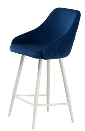 Барный стул Сальса Полубарная, Велюр CATALANA 16 (синий) / Белый муар в Артеме - изображение