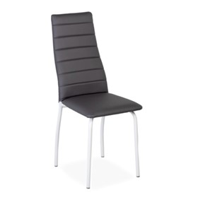 Обеденный стул Волна, прошивка горизонтально, каркас металл белый, экотекс серый в Артеме