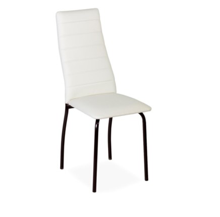 Обеденный стул Волна, прошивка горизонтально, каркас металл коричневый, экотекс белый во Владивостоке - изображение