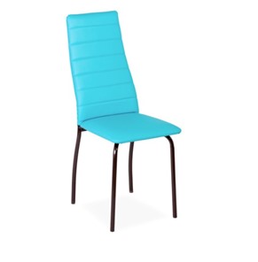 Обеденный стул Волна, прошивка горизонтально, каркас металл коричневый, экотекс лазурный во Владивостоке