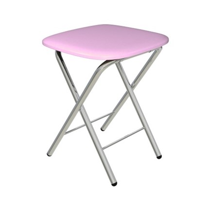 Табурет Складной СРП-013КВ (квадратное сиденье) Хром-Люкс. розовый в Артеме - изображение