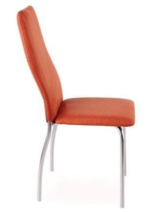 Обеденный стул Волна, каркас хром люкс, нубук -  оранжевый в Находке - изображение