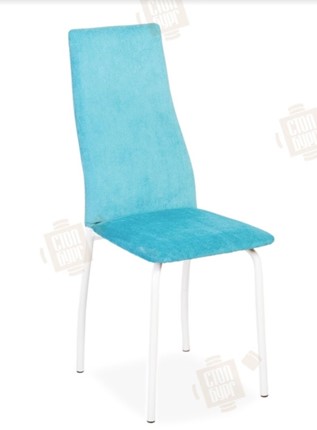 Обеденный стул Волна, каркас металл белый, инфинити бирюза в Артеме - изображение