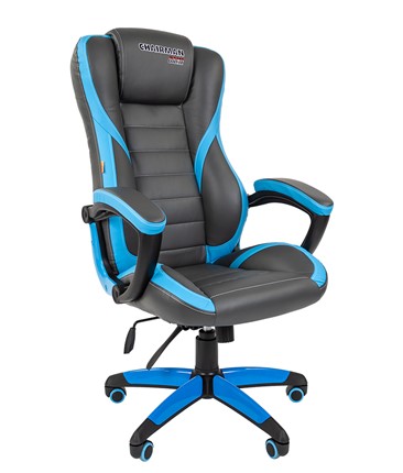Кресло компьютерное CHAIRMAN GAME 22 эко кожа, серый/голубой в Артеме - изображение