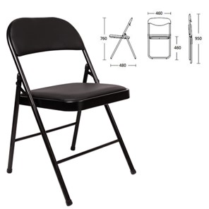 Офисный стул складной Brabix Golf Plus CF-003 Комфорт (черный каркас, кожзам черный) 531566 в Артеме - предосмотр