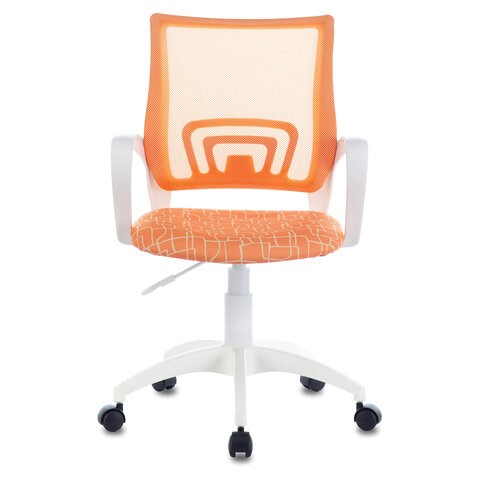Кресло офисное Brabix Fly MG-396W (с подлокотниками, пластик белый, сетка, оранжевое с рисунком "Giraffe") 532402 в Артеме - изображение 2