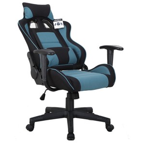 Компьютерное кресло Brabix GT Racer GM-100 (две подушки, ткань, черное/голубое) 531818 в Артеме - предосмотр 1