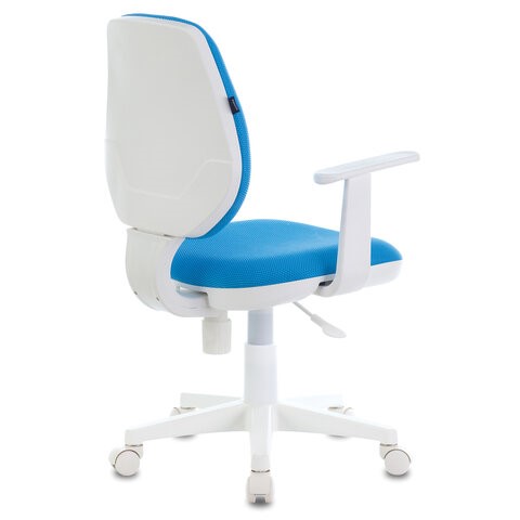 Компьютерное кресло Brabix Fancy MG-201W (с подлокотниками, пластик белый, голубое) 532411 в Артеме - изображение 3