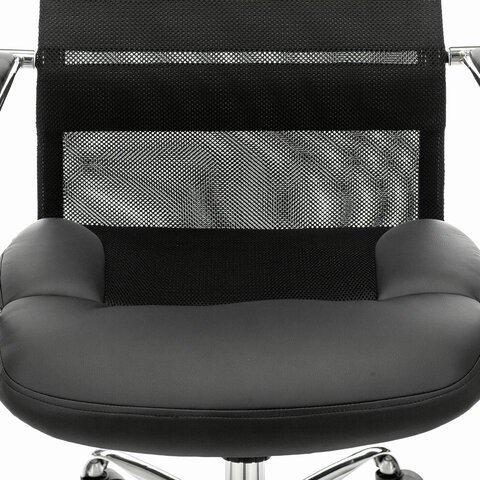 Кресло офисное Brabix Premium Stalker EX-608 CH (хром, ткань-сетка/кожзам, черное) 532091 в Артеме - изображение 6