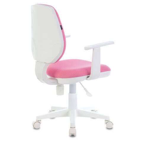 Компьютерное кресло Brabix Fancy MG-201W (с подлокотниками, пластик белый, розовое) 532409 в Находке - изображение 2