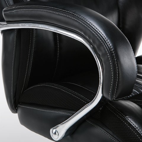 Офисное кресло Brabix Premium Status HD-003 (рециклированная кожа, хром, черное) 531821 в Артеме - изображение 7