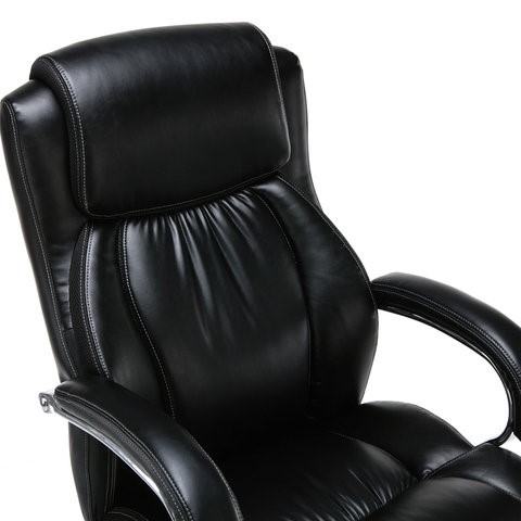 Офисное кресло Brabix Premium Status HD-003 (рециклированная кожа, хром, черное) 531821 в Артеме - изображение 4