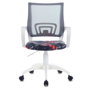 Кресло компьютерное Brabix Fly MG-396W (с подлокотниками, пластик белый, сетка, серое с рисунком "Graffity") 532404 в Артеме - предосмотр 3