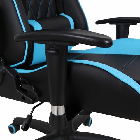 Офисное кресло Brabix GT Master GM-110 (две подушки, экокожа, черное/голубое) 531928 во Владивостоке - изображение 9