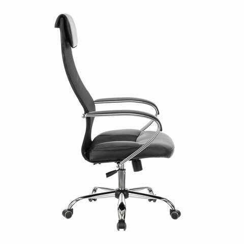 Кресло офисное Brabix Premium Stalker EX-608 CH (хром, ткань-сетка/кожзам, черное) 532091 в Артеме - изображение 8