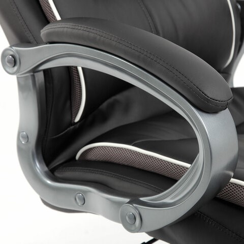 Офисное кресло Brabix Premium Strong HD-009 (экокожа черная, ткань серая) 531945 во Владивостоке - изображение 7