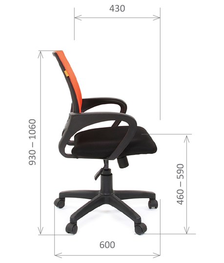 Офисное кресло CHAIRMAN 696 black Сетчатый акрил DW66 оранжевый во Владивостоке - изображение 2