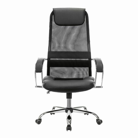 Кресло офисное Brabix Premium Stalker EX-608 CH (хром, ткань-сетка/кожзам, черное) 532091 в Артеме - изображение 1