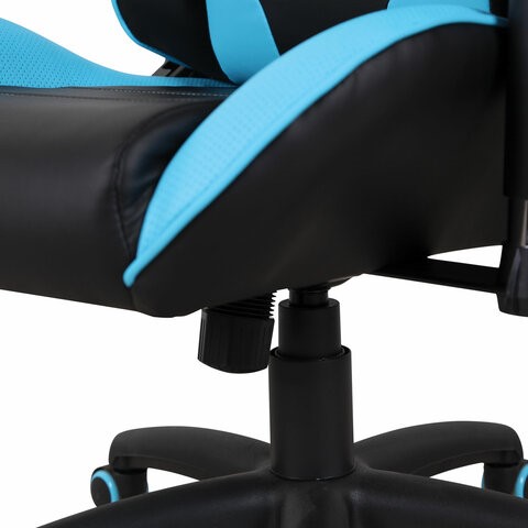 Офисное кресло Brabix GT Master GM-110 (две подушки, экокожа, черное/голубое) 531928 во Владивостоке - изображение 10
