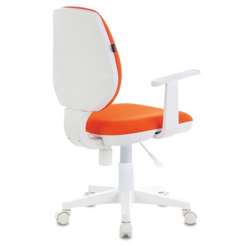 Кресло офисное Brabix Fancy MG-201W (с подлокотниками, пластик белый, оранжевое) 532410 в Находке - изображение 2