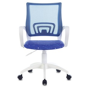 Кресло офисное Brabix Fly MG-396W (с подлокотниками, пластик белый, сетка, темно-синее с рисунком "Space") 532405 в Артеме - предосмотр 2