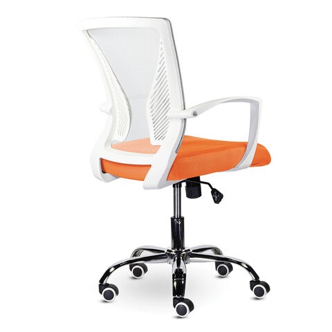 Кресло Brabix Wings MG-306 (пластик белый, хром, сетка, серое/оранжевое) в Артеме - изображение 2