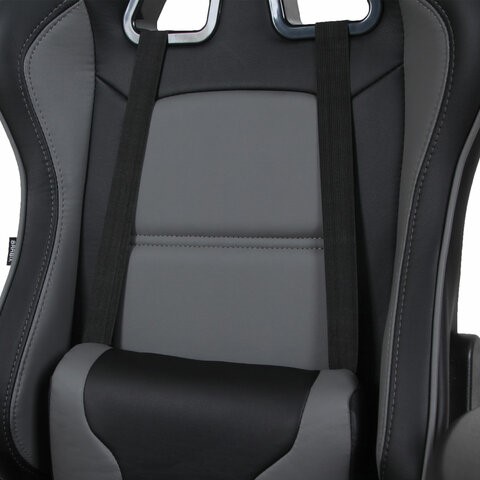 Кресло Brabix GT Racer GM-100 (две подушки, экокожа, черное/серое) 531926 в Артеме - изображение 6