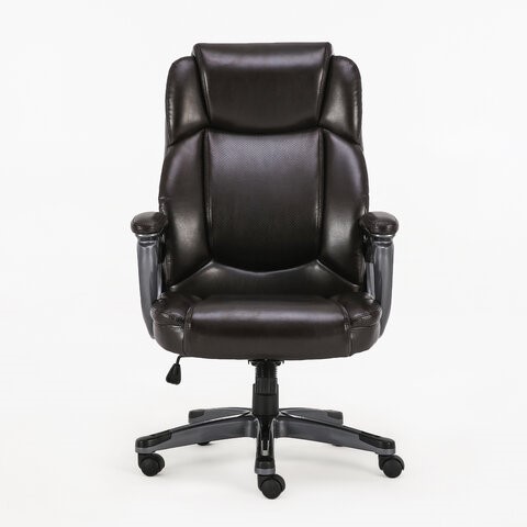 Кресло Brabix Premium Favorite EX-577 (пружинный блок, рециклир. кожа, коричневое) 531936 во Владивостоке - изображение 2