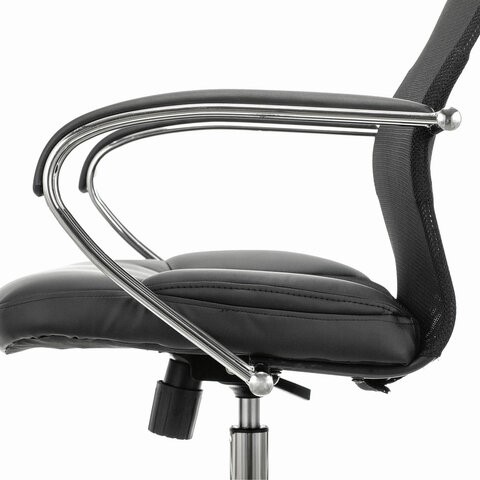 Кресло офисное Brabix Premium Stalker EX-608 CH (хром, ткань-сетка/кожзам, черное) 532091 в Артеме - изображение 2