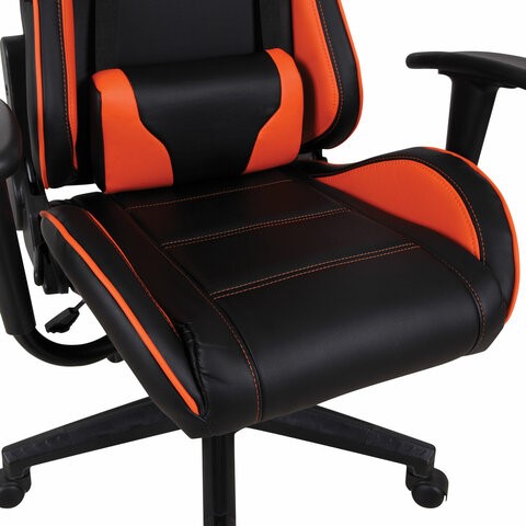 Компьютерное кресло Brabix GT Racer GM-100 (две подушки, экокожа, черное/оранжевое) 531925 во Владивостоке - изображение 8